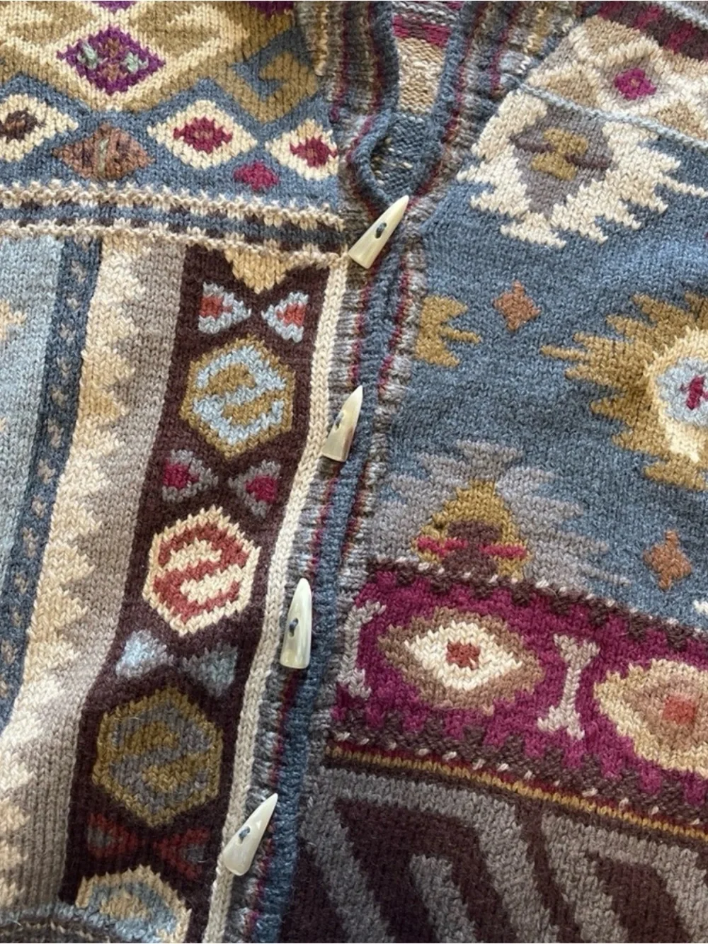 Vintage Knit Cardigan Sweater - Multicolor